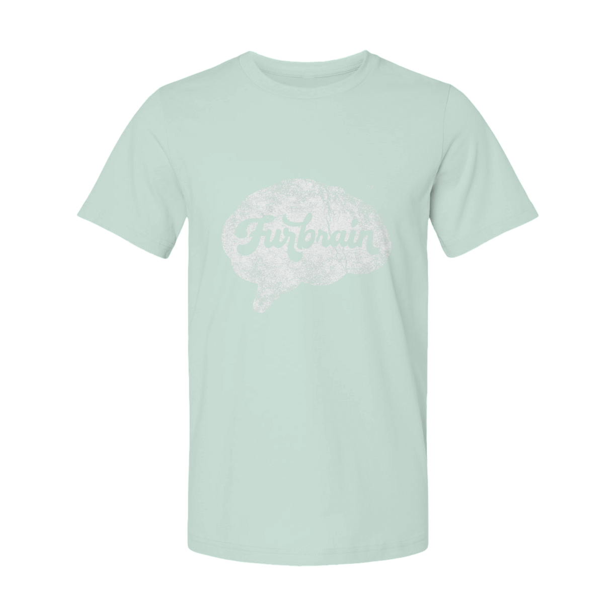 Furbrain Brain / Unisex Crew Neck Tee / Distressed White Front Imprint