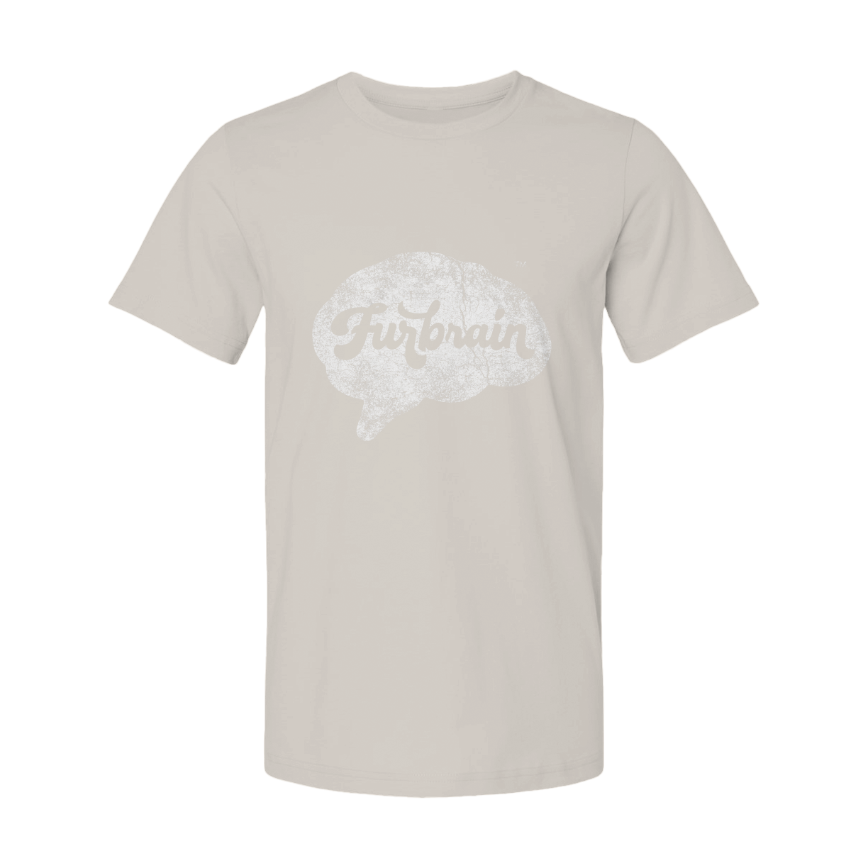 Furbrain Brain / Unisex Crew Neck Tee / Distressed White Front Imprint