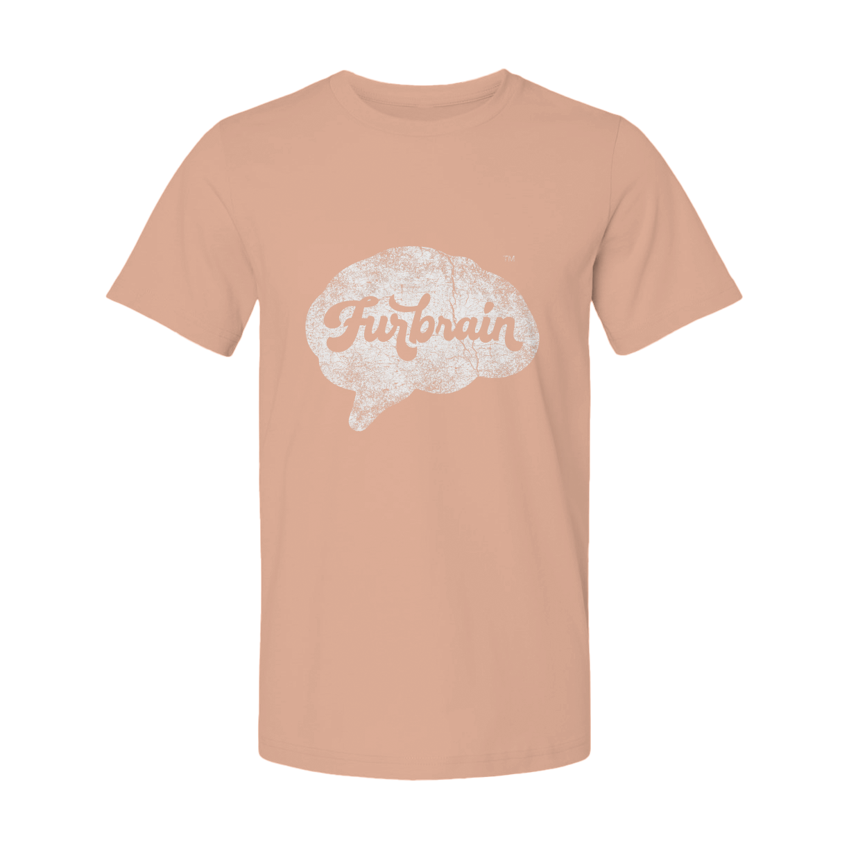 Furbrain Brain / Unisex Crew Neck Tee / Distressed White Front Imprint