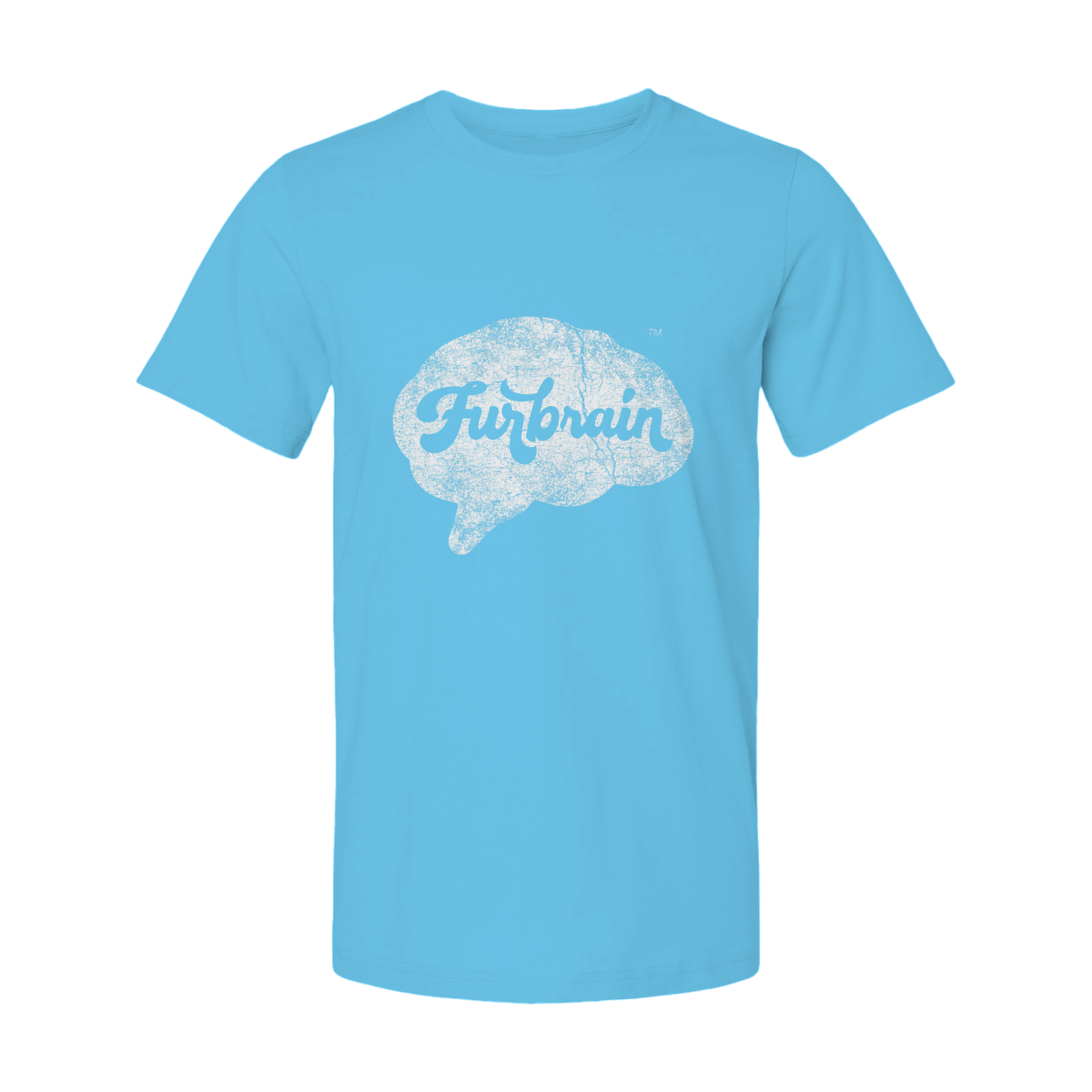 Furbrain Brain / Unisex Crew Neck Tee / Distressed White Front Imprint