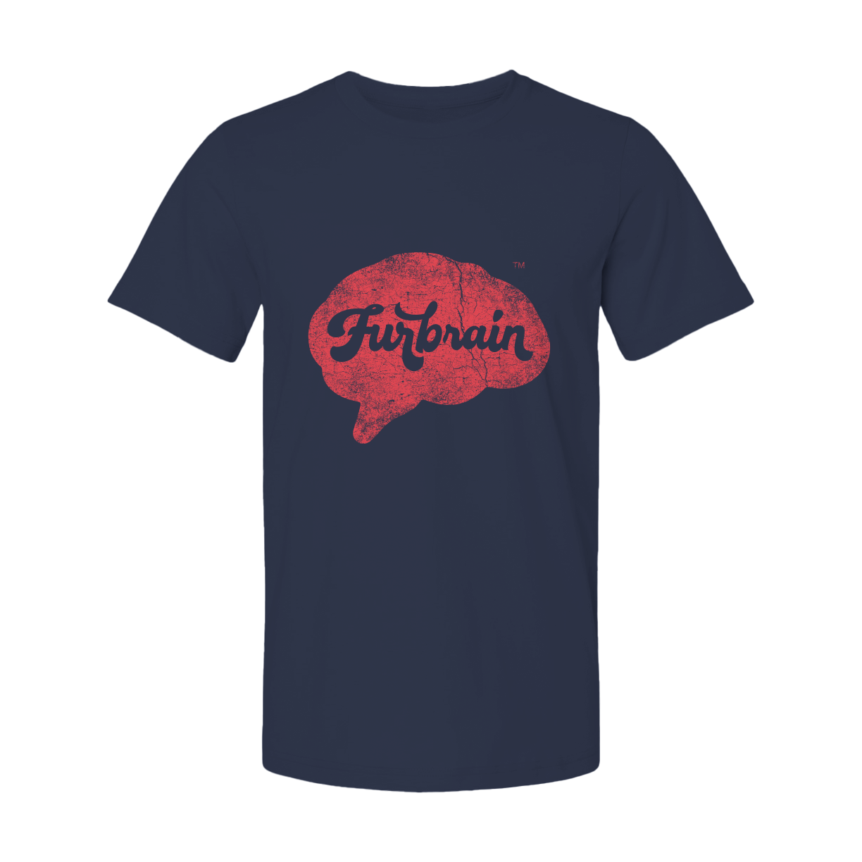 Furbrain Brain / Unisex Crew Neck Tee / Distressed Red Front Imprint