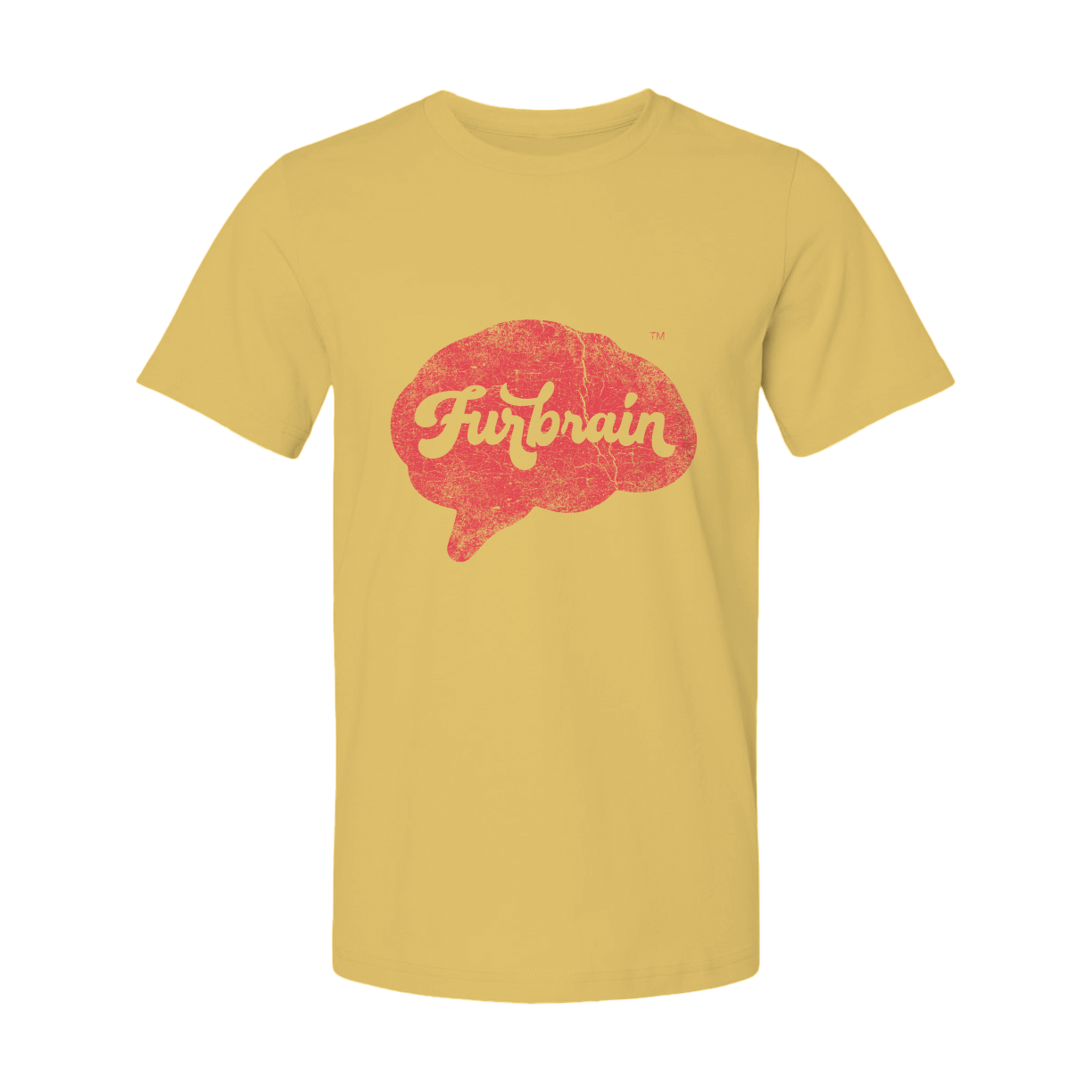 Furbrain Brain / Unisex Crew Neck Tee / Distressed Red Front Imprint