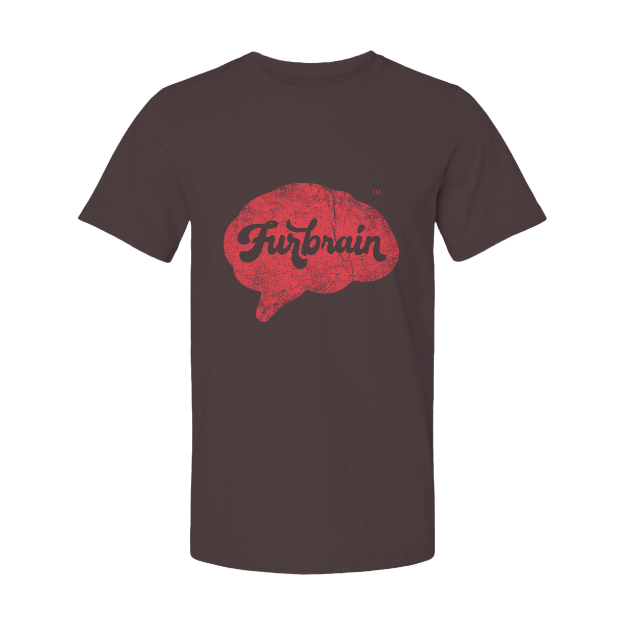 Furbrain Brain / Unisex Crew Neck Tee / Distressed Red Front Imprint